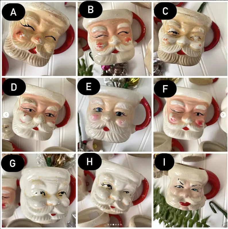 Vintage Santa Mug Face Japan Christmas Paint Loss CHOICE ONE - Etsy | Etsy (US)