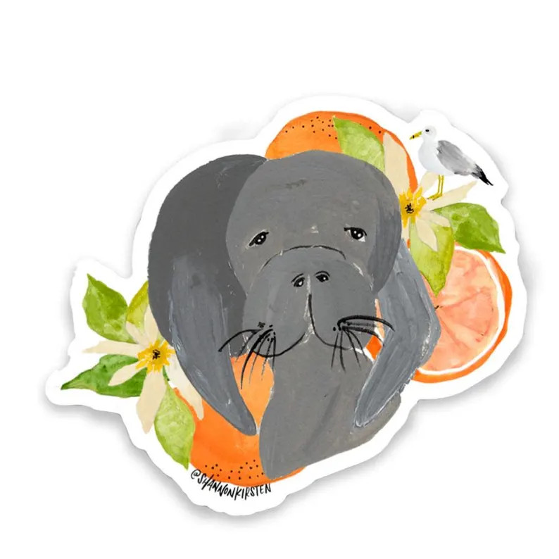Die Cut Stickers Manatee With Oranges and Seagull Stickers Vinyl Stickers - Etsy | Etsy (US)