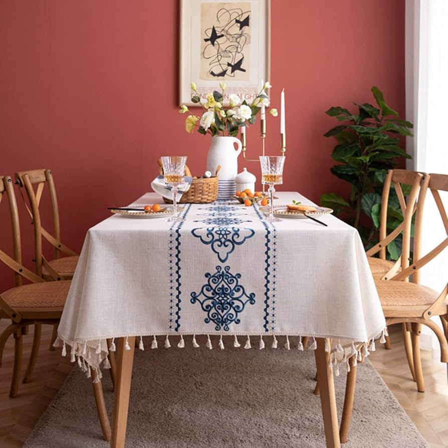 Amazon.com: Bringsine Washable Cotton Linen Solid Design Tablecloth,Rectangle Table Cloth Cover f... | Amazon (US)