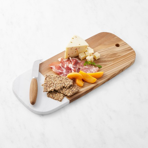 Olivewood & White Marble Rectangular Board | Williams-Sonoma