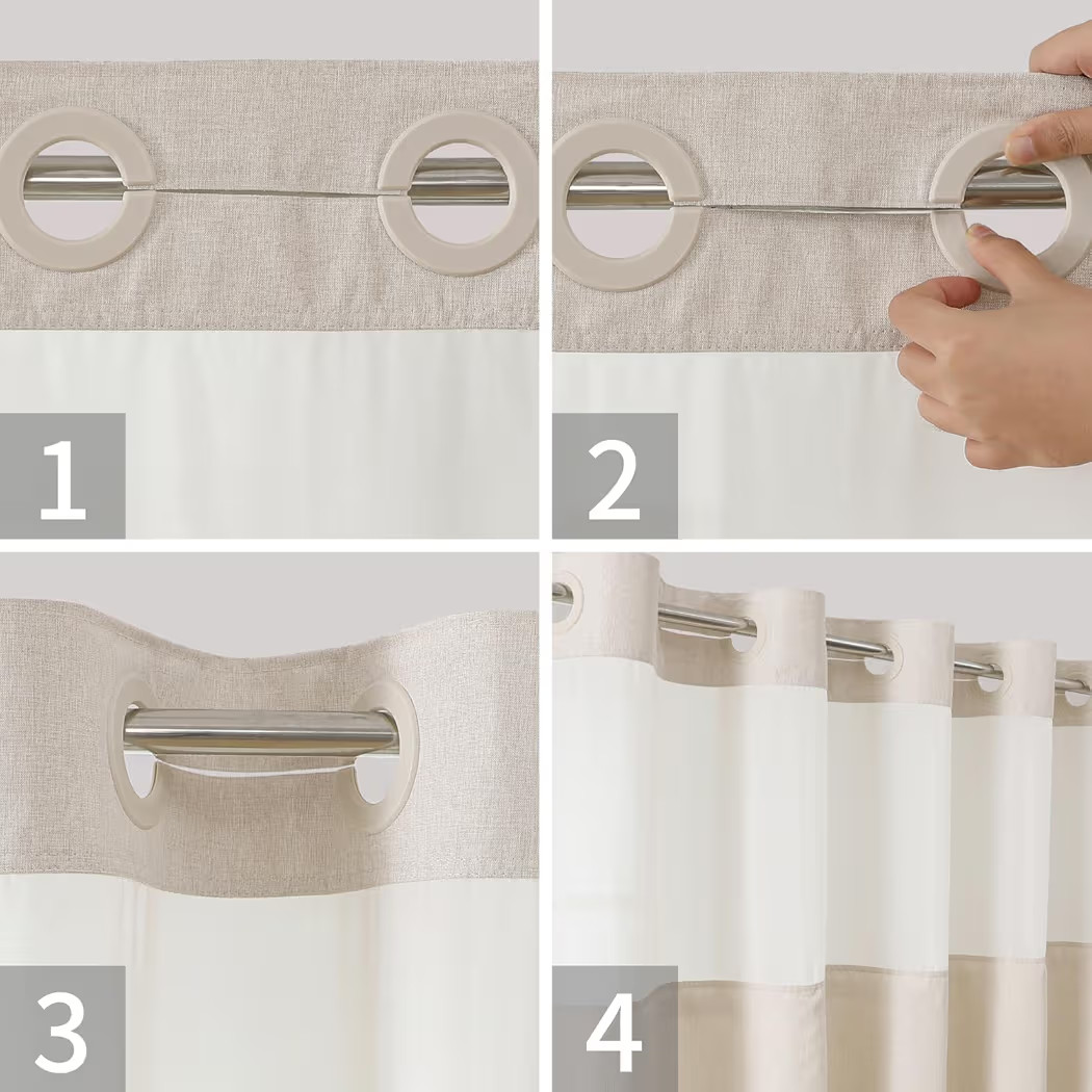 No Hooks Polyester Textured Shower Curtain with Snap-in Fabric Liner Set, Hotel Luxury Decor Show... | Amazon (US)
