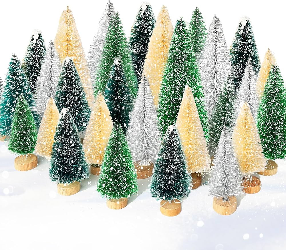 Szsrcywd 32Pcs Mini Christmas Trees,Artificial Christmas Tree Decorations,Bottle Brush Xmas Trees... | Amazon (US)