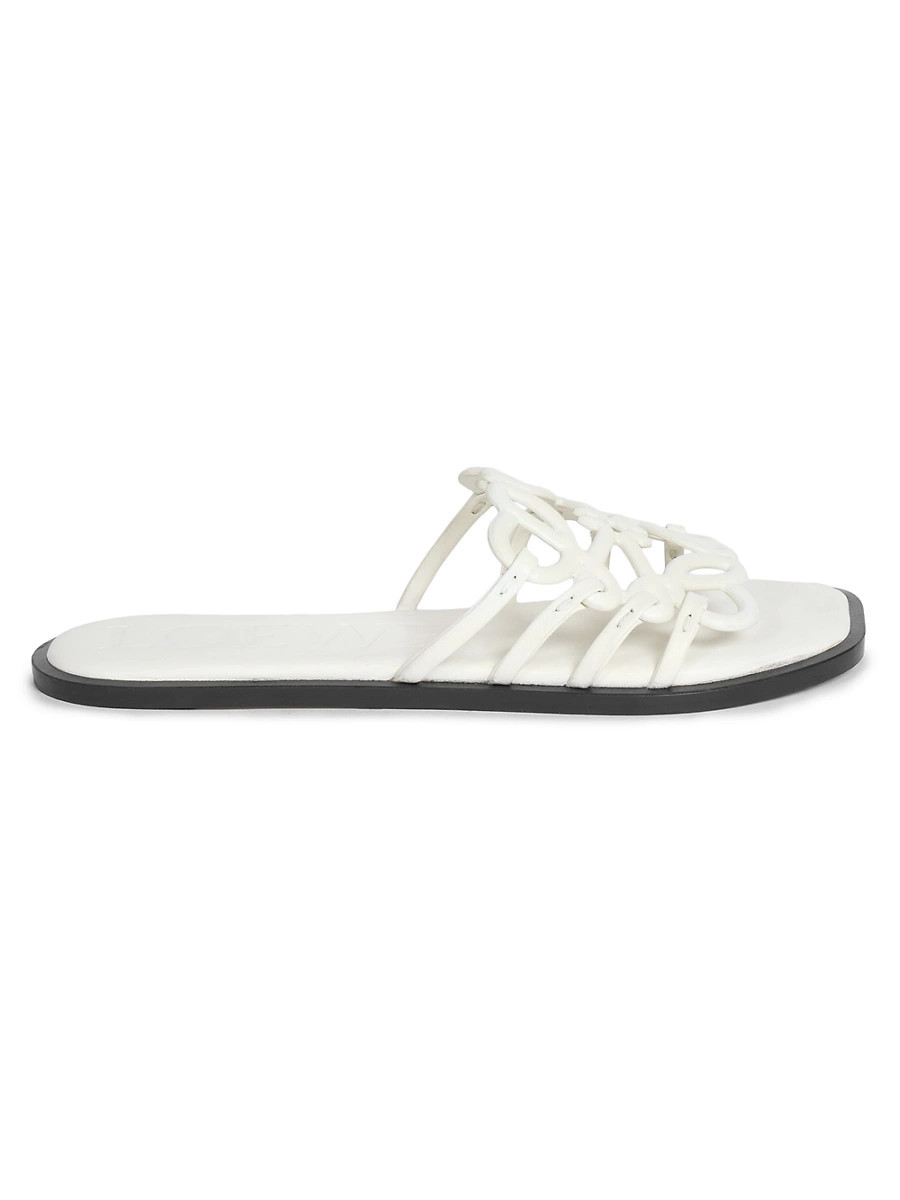 Women's Petal Anagram Leather Slides - Anthurium White - Size 8 Sandals | Saks Fifth Avenue