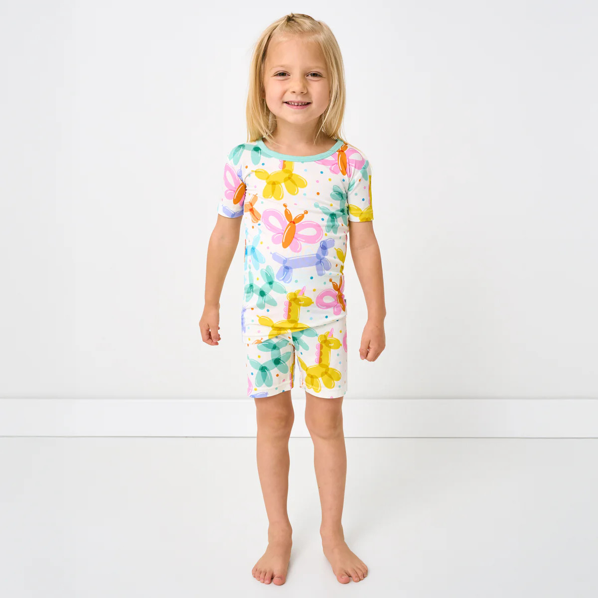 Balloon Bash Two-Piece Short Sleeve & Shorts Pajama Set | Little Sleepies