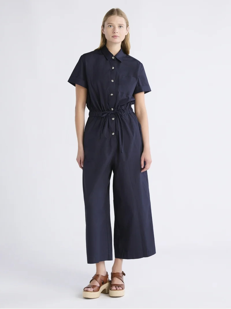 Free Assembly Women's Cropped Cotton Utility Jumpsuit, Sizes XS-XXL | Walmart (US)