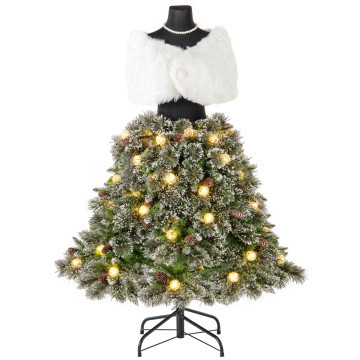 5 FT Pre-lit Mannequin Artificial Christmas Tree Hinged Dress Form Xmas Tree with 465 Branch Tips | Costway US Affiliate