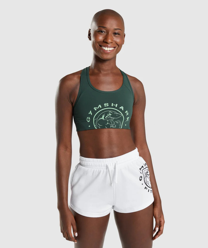 Gymshark Legacy Graphic Sports Bra - Dark Green | Gymshark (Global)