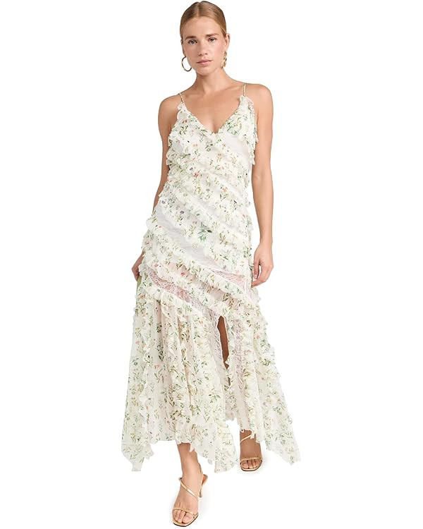 alice + olivia Women's Sondra Lace Ruffle Maxi Dress | Amazon (US)