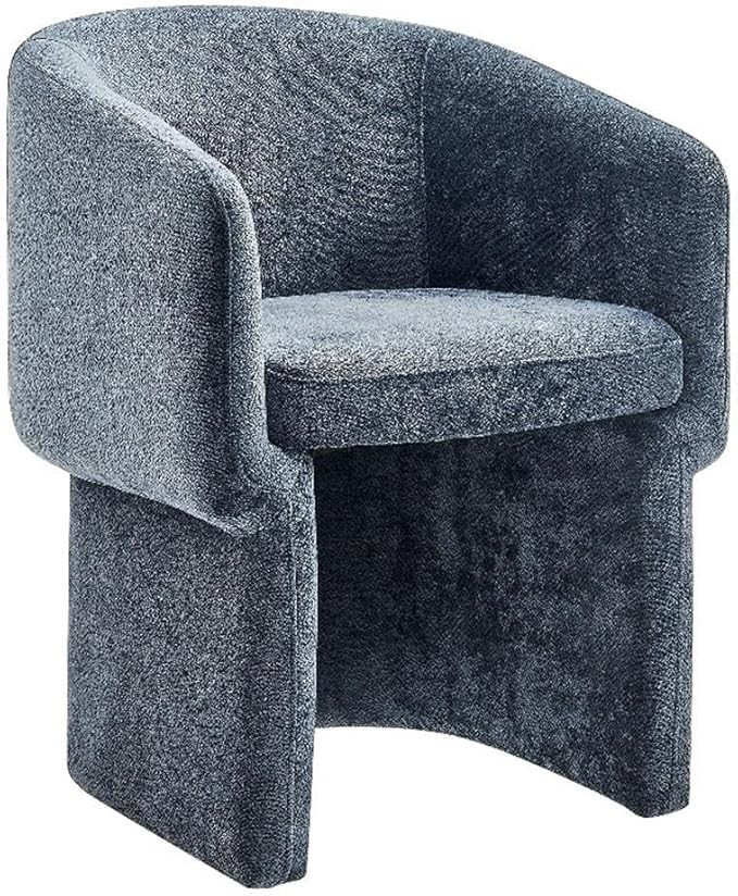 Modway Verity Modern Chenille Barrel Dining Chair in Slate Blue - Fabric Upholstered Round Accent... | Amazon (US)