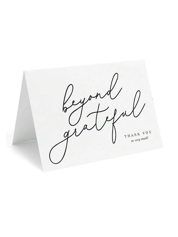 10pcs/Pack Simple White Greeting Cards, Folding Thank You Cards For Wedding, Birthday Party, Place Cards With English Letter Decor | SHEIN