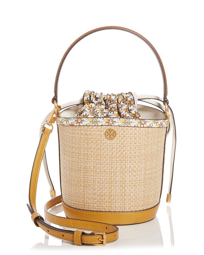 Tory Burch Robinson Straw Mini Bucket Bag Handbags - Bloomingdale's | Bloomingdale's (US)
