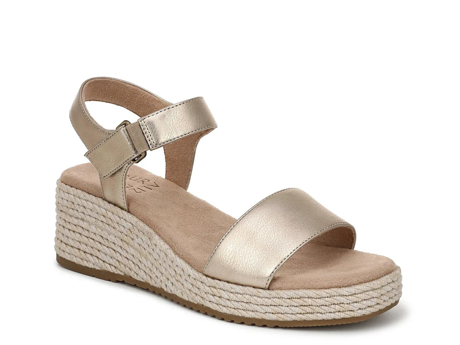 Naturalizer Goldie Espadrille Wedge Sandal | Women's | Gold Metallic | Size 12 | Sandals | Ankle Strap | DSW
