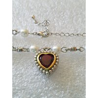 Vintage Romantic Red Heart Pendant On Pearl Specialty Chain Nice For Layering | Etsy (US)