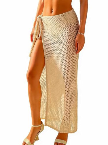 GRAEEN Women's Beach Cover Ups Bathing Swimwear Beach Coverup Maxi Skirt (Beige) | Amazon (US)