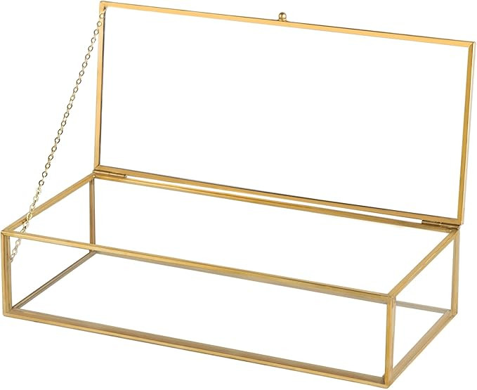 Glass Vintage Jewelry Box, Rectangle Jewelry Display Organizer Box Vanity Lidded Box Home Decor A... | Amazon (US)