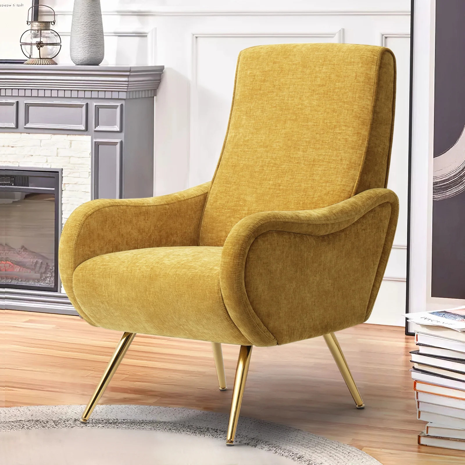 July's Song Mid Century Modern Accent Chair,Lounge Chair with Rolled Arm for Living room,Read Arm... | Walmart (US)