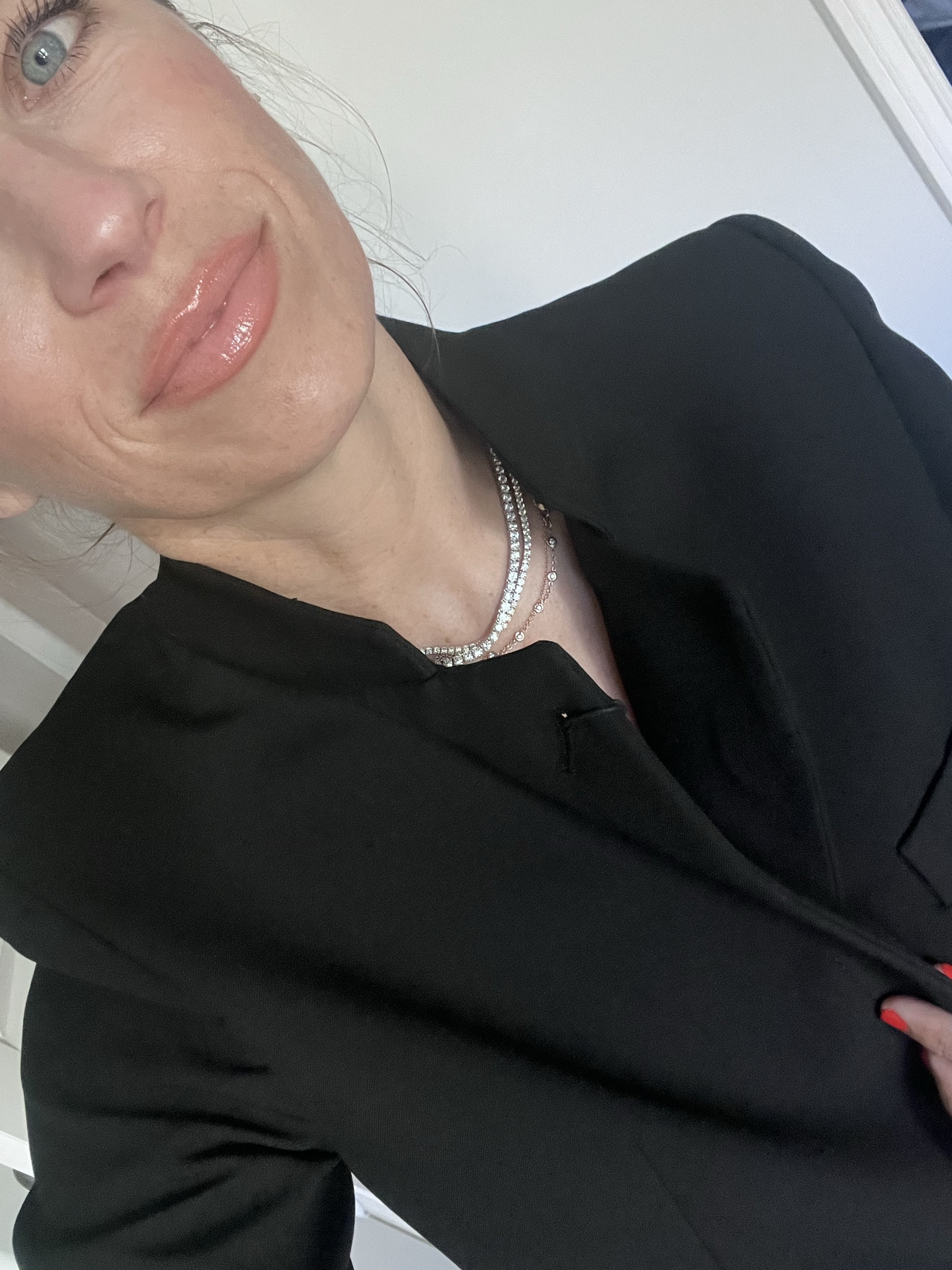 Tennis necklace, cool girl, style, cool girl, blazer, workwear, date night, quiet luxury, French girl, aesthetic, over 40 outfit, over 40 outfit inspiration, Mom with style 
￼

#LTKmomlife #LTKootd #LTKWorkwear