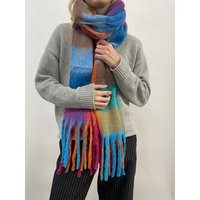 Womens Soft Chunky Checked Scarf with Tassels in Bright Multi - One Size | NastyGal UK