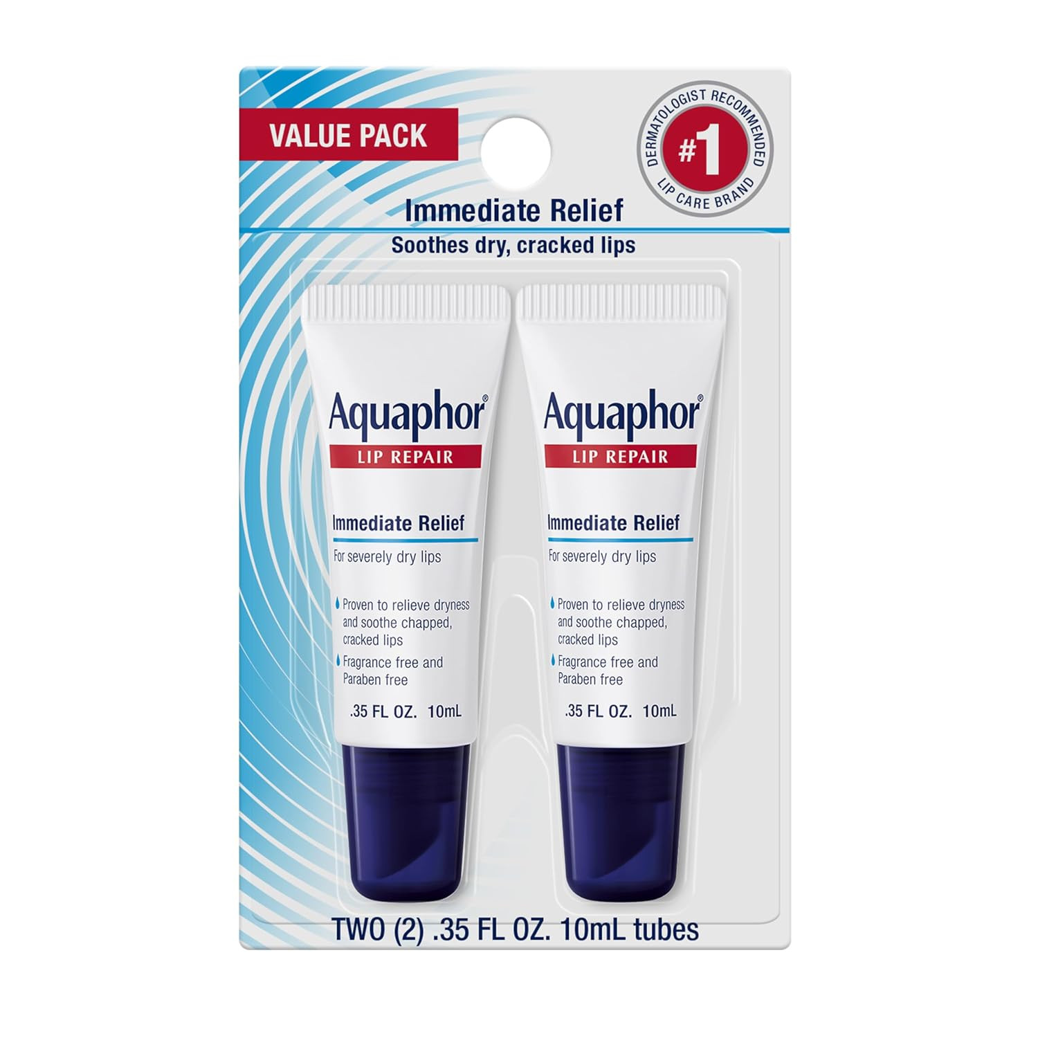Aquaphor Lip Repair Tubes, Lip Ointment for Chapped Lips, Moisturizing Lip Balm, Two 0.35 ounce tubes | Amazon (US)
