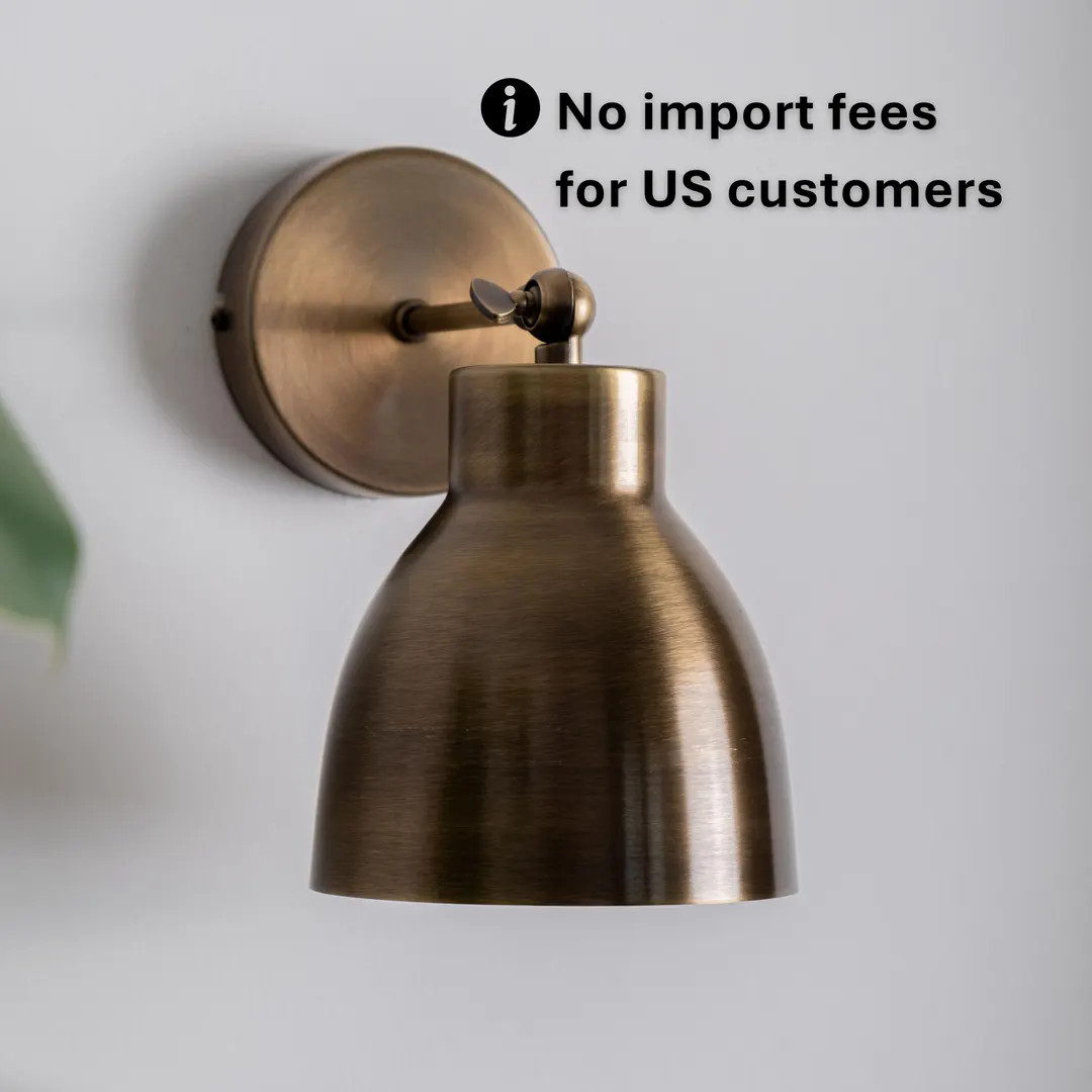 Aged Brass Wall Sconce Lighting, Adjustable Wall Sconce, Mid-Century Wall Lamp with Plug-In, Indu... | Etsy (Global)