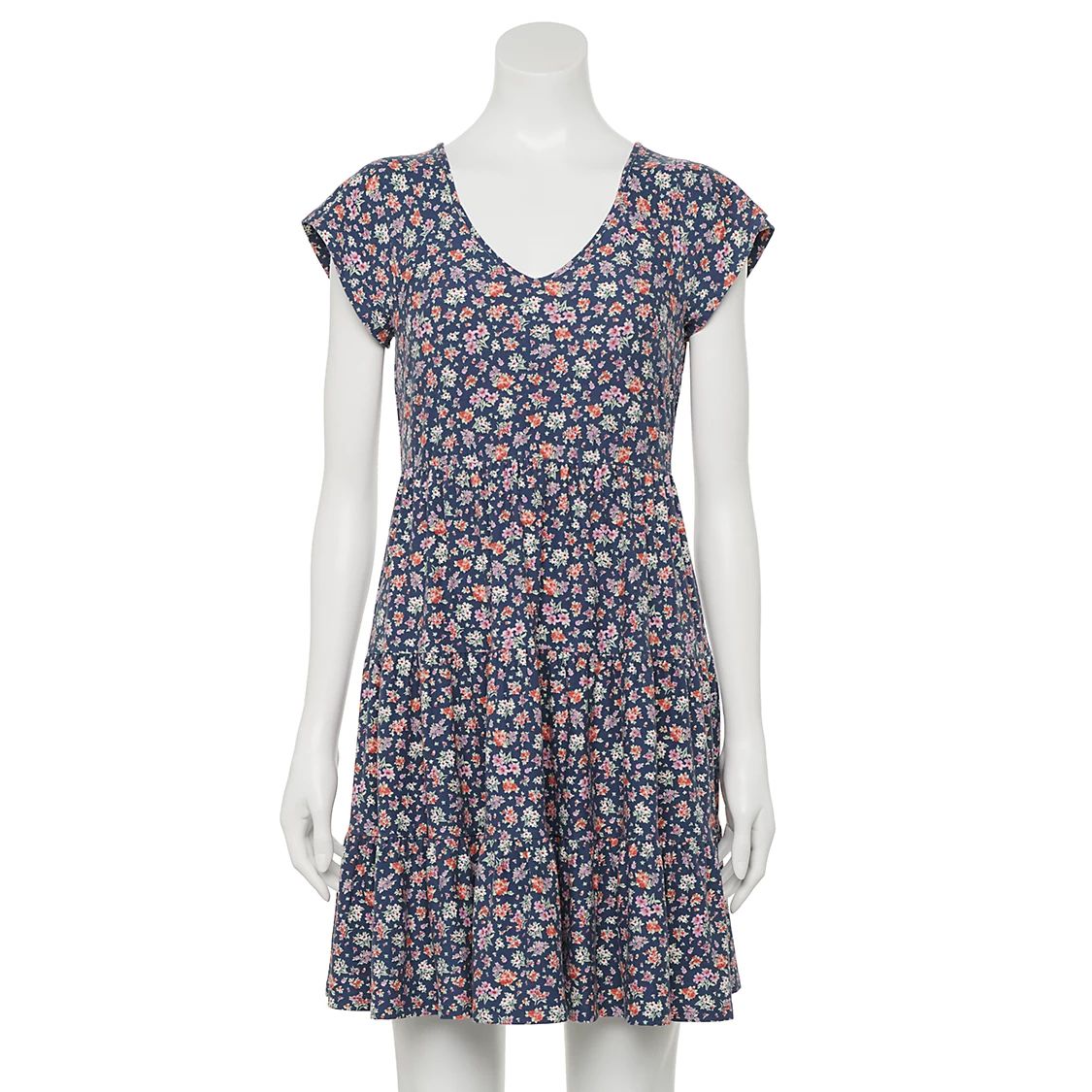 Juniors' SO® Short Sleeve V-Neck Babydoll Dress | Kohl's