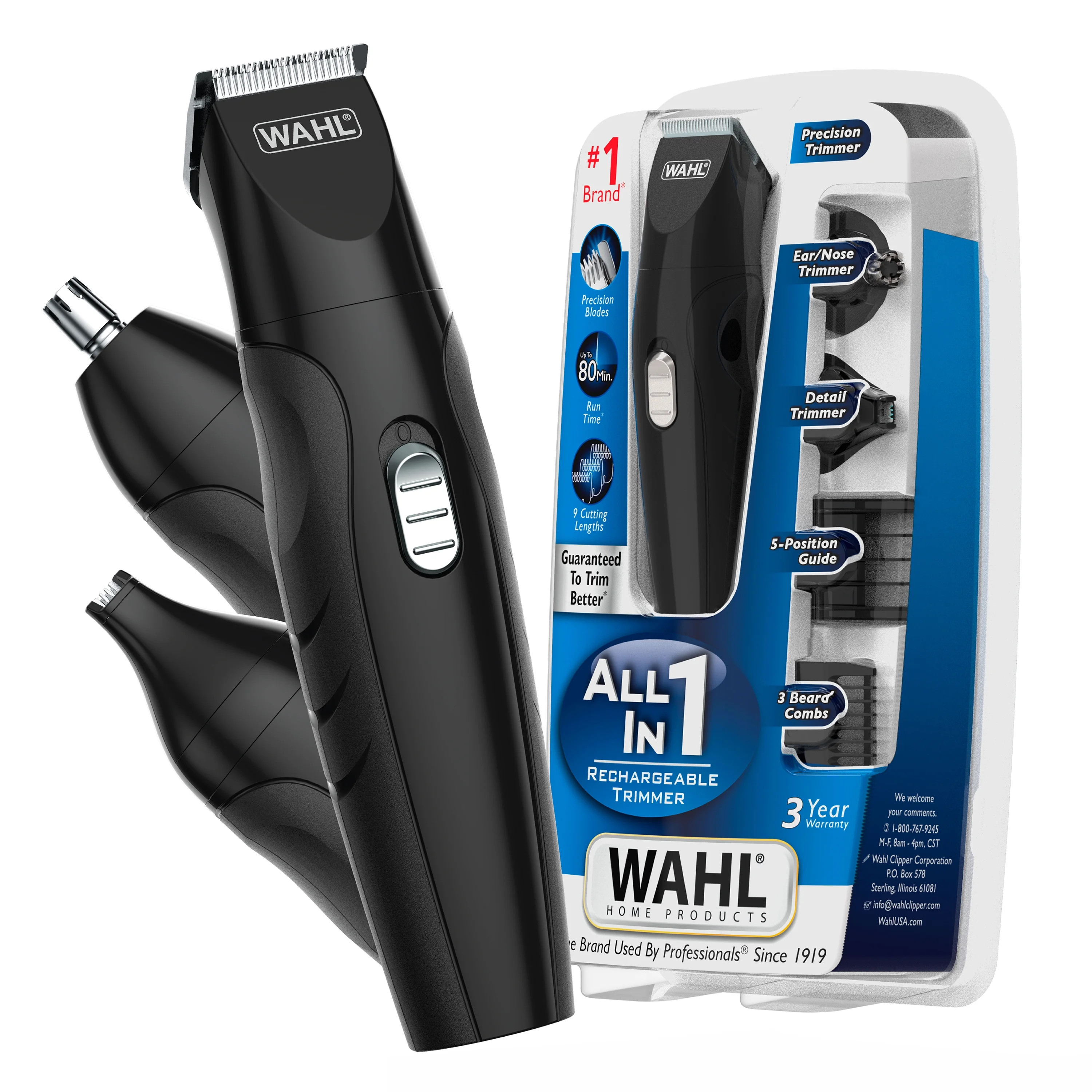 Wahl All in One Rechargeable Beard, Mustache, Detail Trimmer for Men, Black, 05644 | Walmart (US)