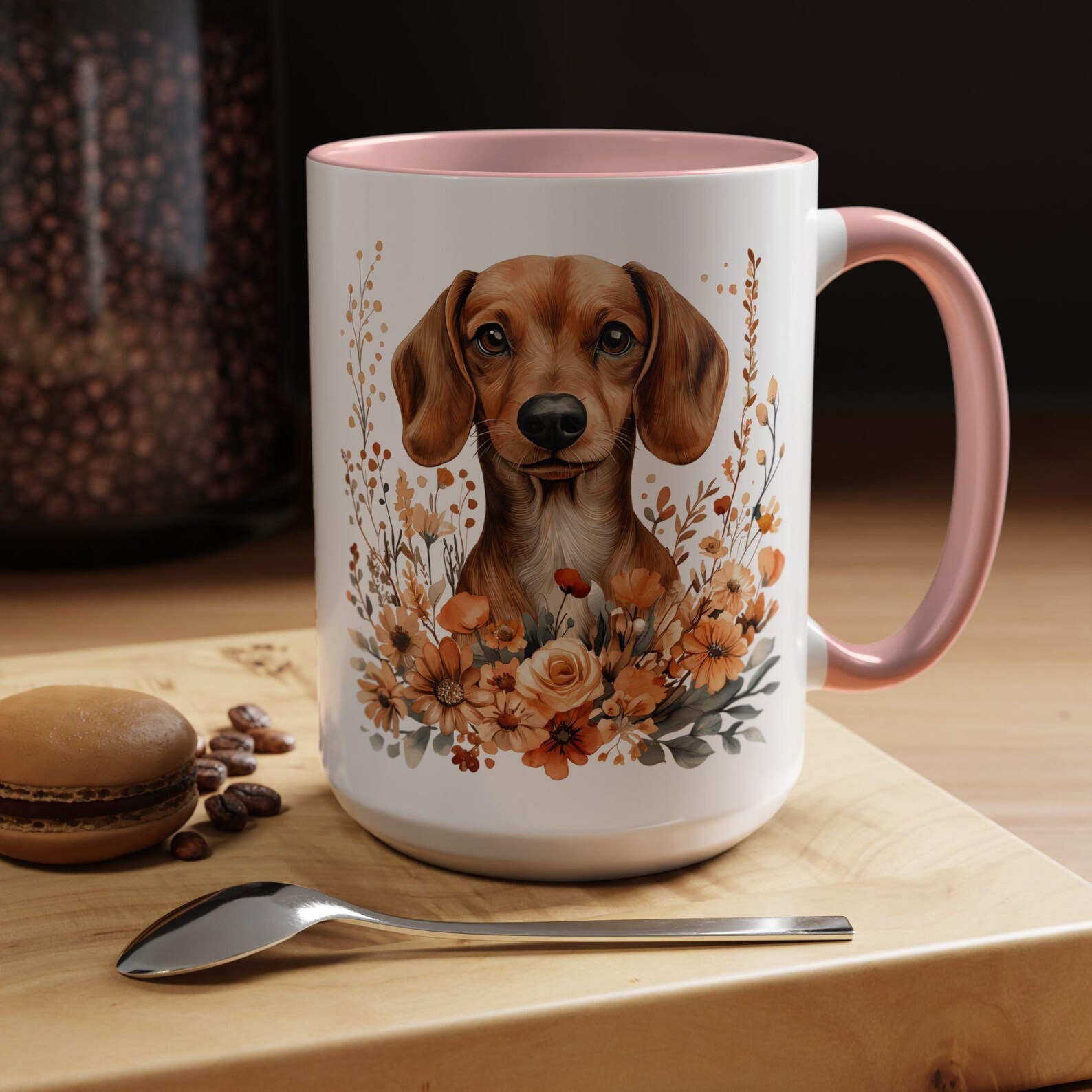 Dachshund Coffee Mug With Florals Adorable Weiner Lover Mug With Pretty Floral Charming Floral Da... | Etsy (US)