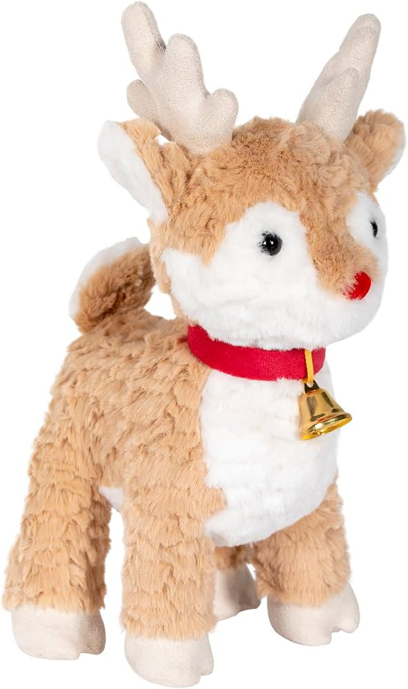 Red Nose Reindeer Stuffed Animal, 12.6 Inch Deer Fawn Plush Toy w/Yellow Bell, Toddlers Small Bab... | Amazon (US)