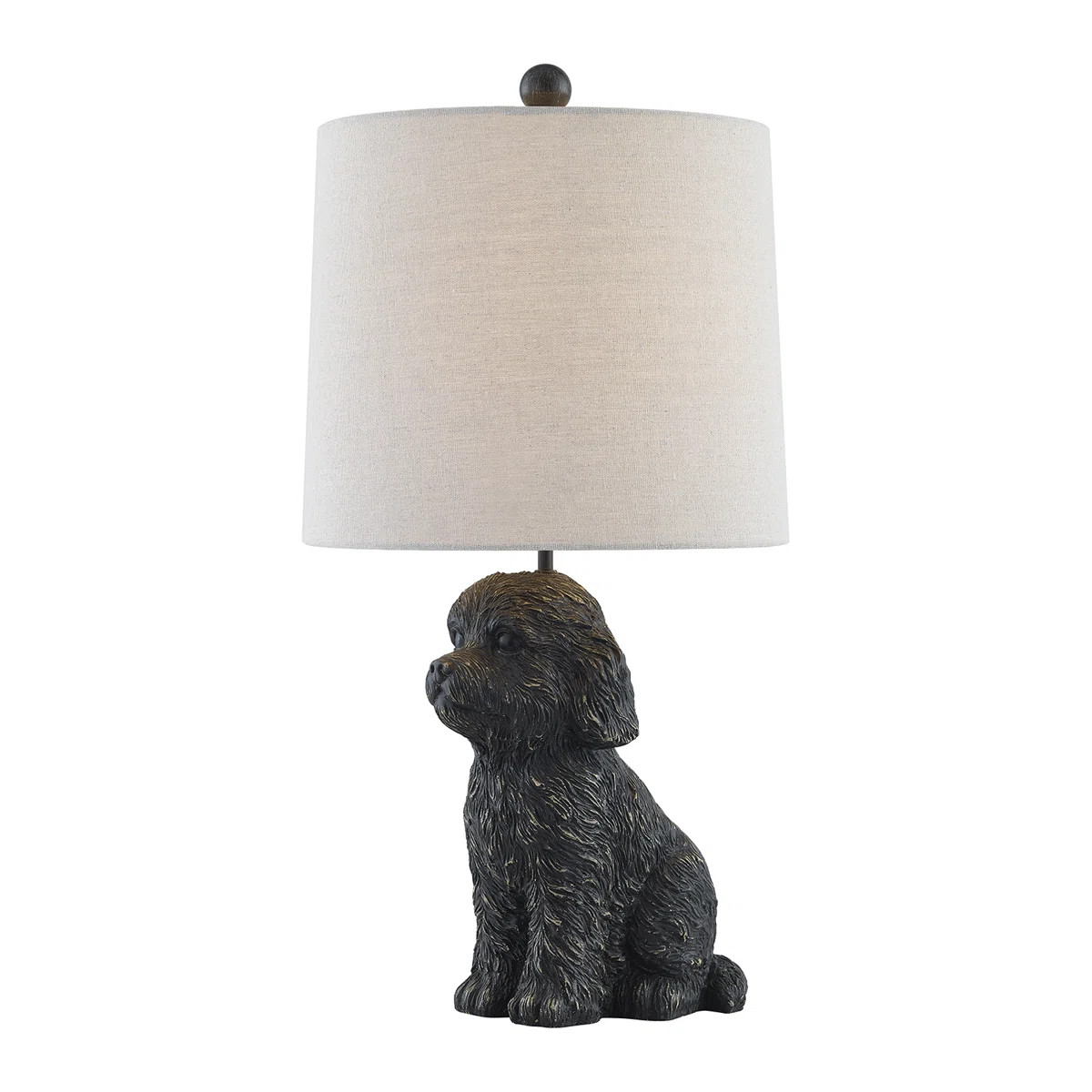 Resin Doodle Dog Table Lamp With Linen Shade | Wayfair North America