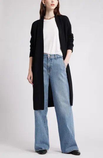 Nordstrom Long Open Front Wool & Cashmere Cardigan | Nordstrom | Nordstrom