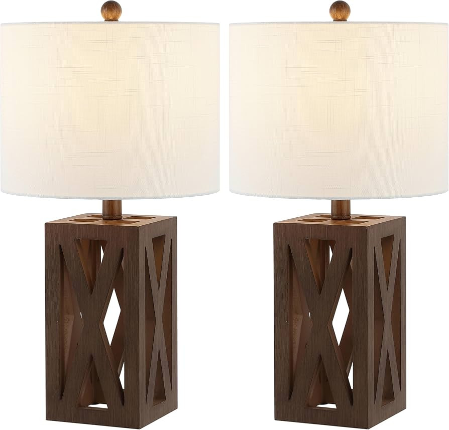 JONATHAN Y JYL1062A-SET2 Stewart 21.5" Wood LED Table Lamp Farmhouse, French Country, Rustic, Boh... | Amazon (US)