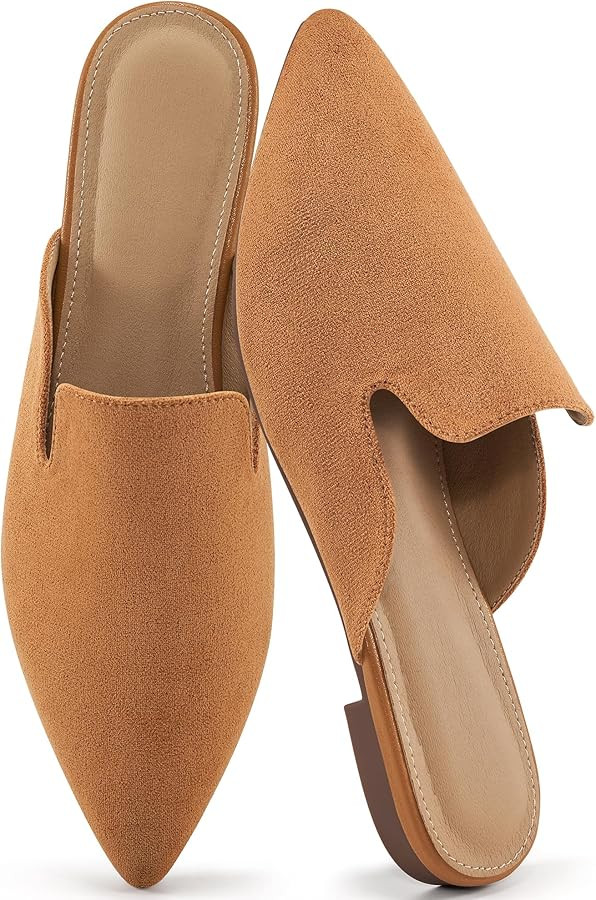 Ecetana Womens Mules Flats Pointed Toe Dressy Slip On Work Shoes for Business Comfortable Casual ... | Amazon (US)