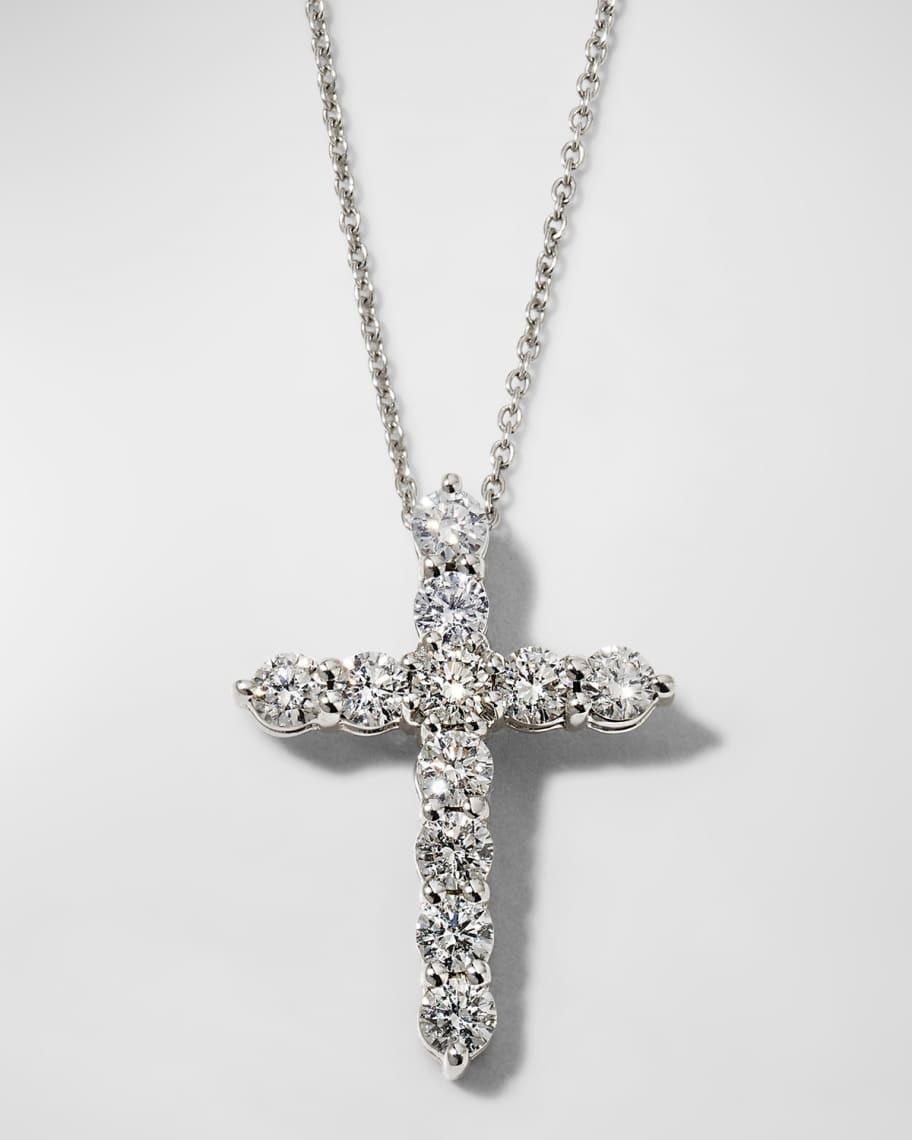 Roberto Coin 18k White Gold Small Diamond Cross Pendant | Neiman Marcus