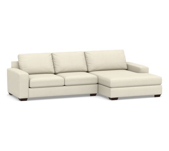 Big Sur Square Arm Upholstered Sofa Double Wide Chaise Sectional | Pottery Barn (US)