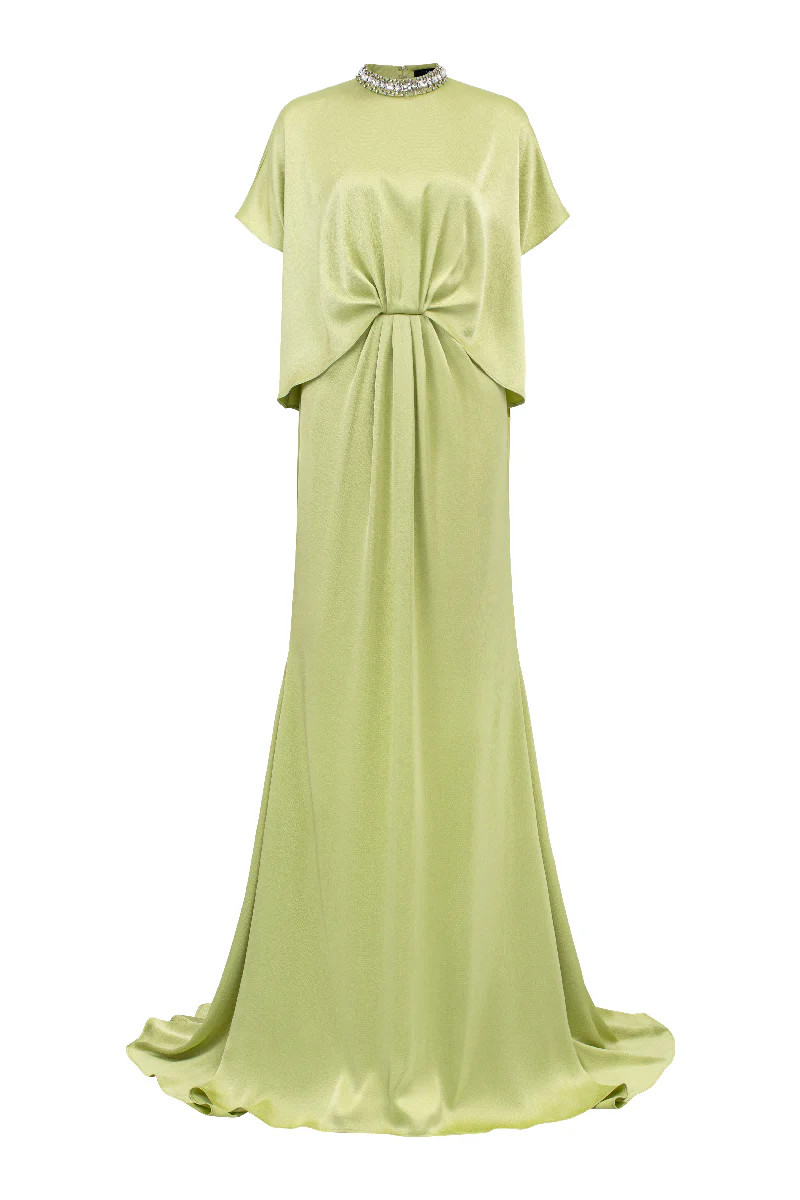 HIGH NECK GATHERED WAISTLINE MULLET GOWN | IHF | CULT MIA | CULT MIA UK LTD