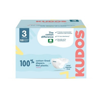 Kudos Chlorine Free Cotton-Lined Disposable Diapers - Size 3 - 58ct | Target