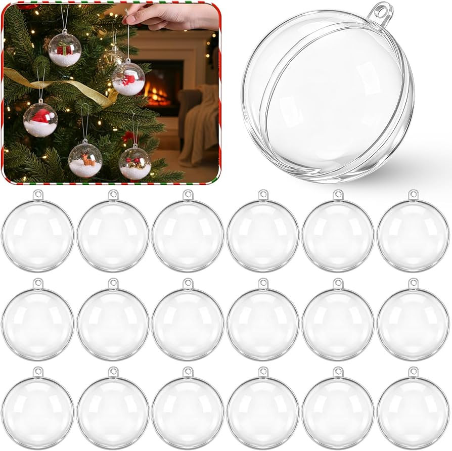 Wettarn 25 Pcs Clear Christmas Ornaments Balls 2.36 Inch/ 60 mm Plastic Fillable Ornaments Ball f... | Amazon (US)