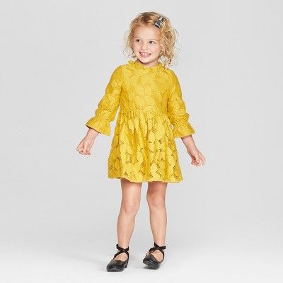 Toddler Girls' Leaf Lace A-Line Dress - Genuine Kids® from OshKosh Yellow | Target