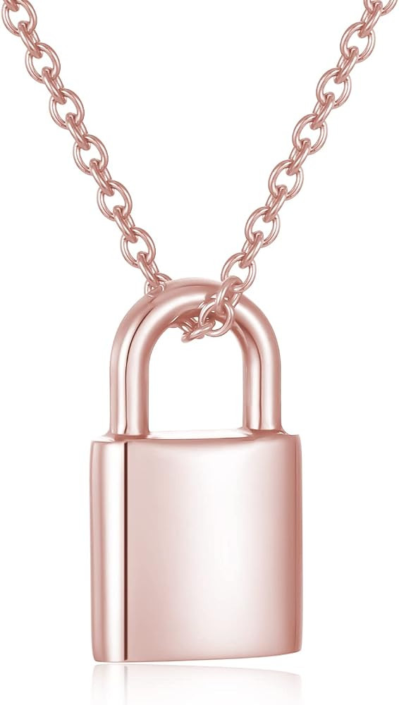 Padlock Cremation Urn Necklace Stainless Steel Lock Urn Necklace Personalized Cremation Jewelry C... | Amazon (US)