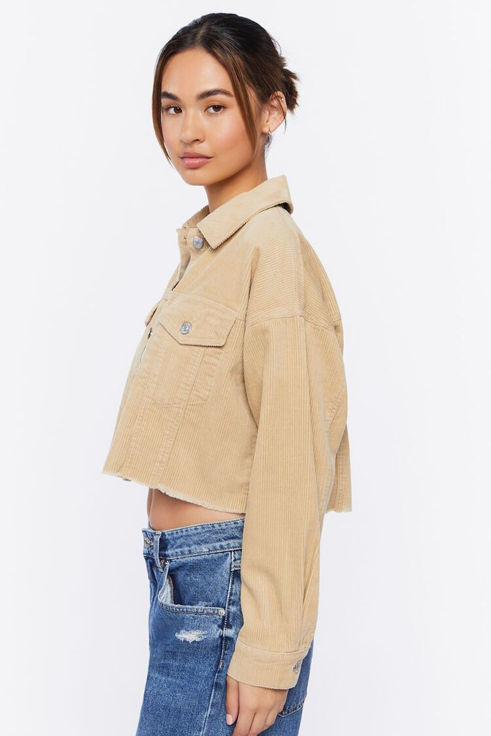 Cropped Frayed Corduroy Jacket | Forever 21 (US)