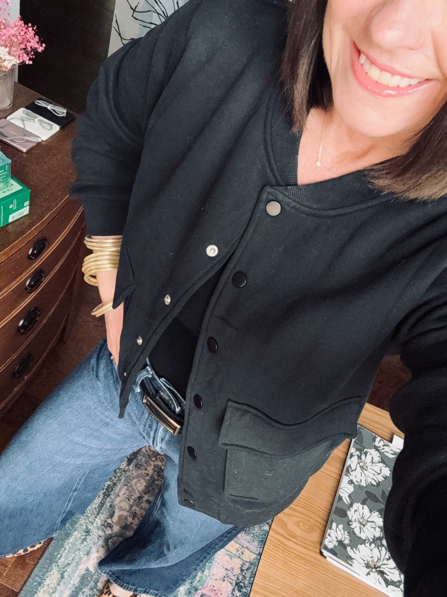 Black bomber and wide leg jeans with leopard Mary Jane’s!!

#LTKOver40 #LTKootd #LTKTall