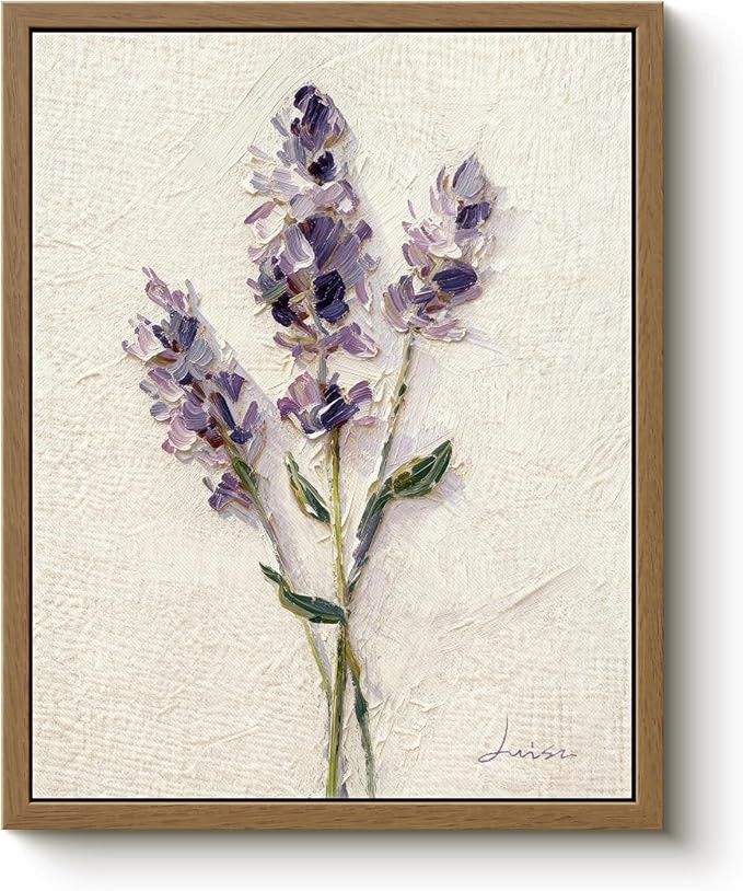 Bzstyleart Framed Vintage Wall Art for Living room, Framed Wall Art Bedroom, Lavender Flower Pict... | Amazon (US)