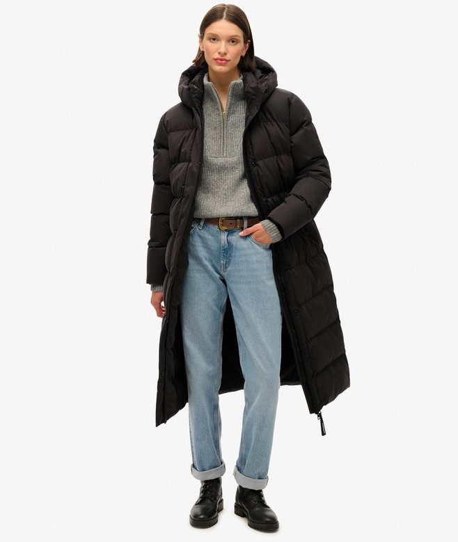 Microfibre Longline Puffer Coat | Superdry (UK)