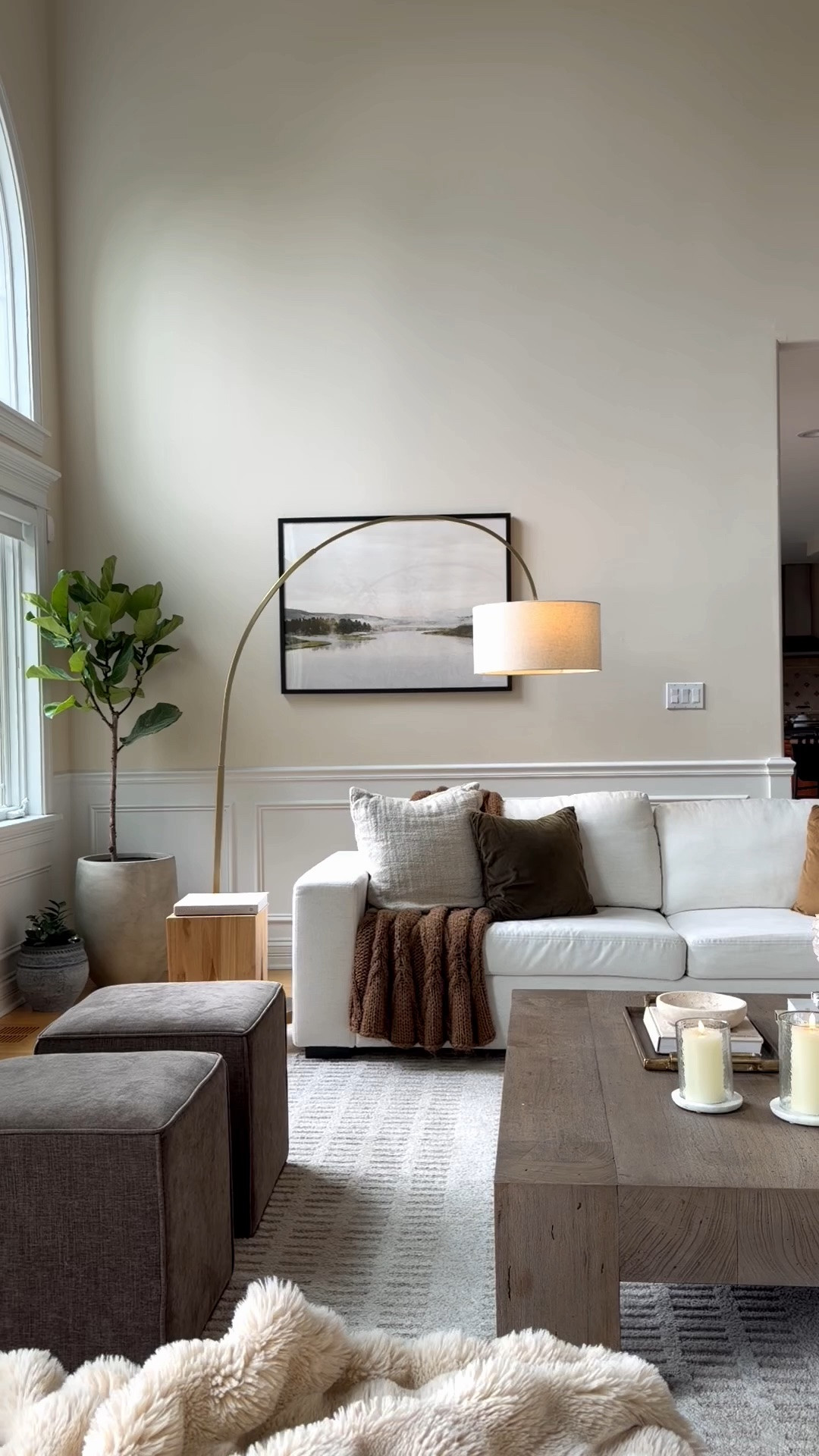 Warm neutrals, cozy textures + a few simple fall touches. 🍂 I love how the brown pillows and throw instantly warm up this room without adding a lot of seasonal decor. Linking the rug, lighting, pillows, decor + everything from this space! ✨

#LTKHome #LTKSeasonal