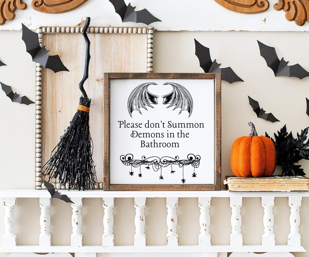 Please Don't Summon Demons in the Bathroom, Halloween Bathroom Decor, Gothic Decor, Bathroom Deco... | Etsy (US)