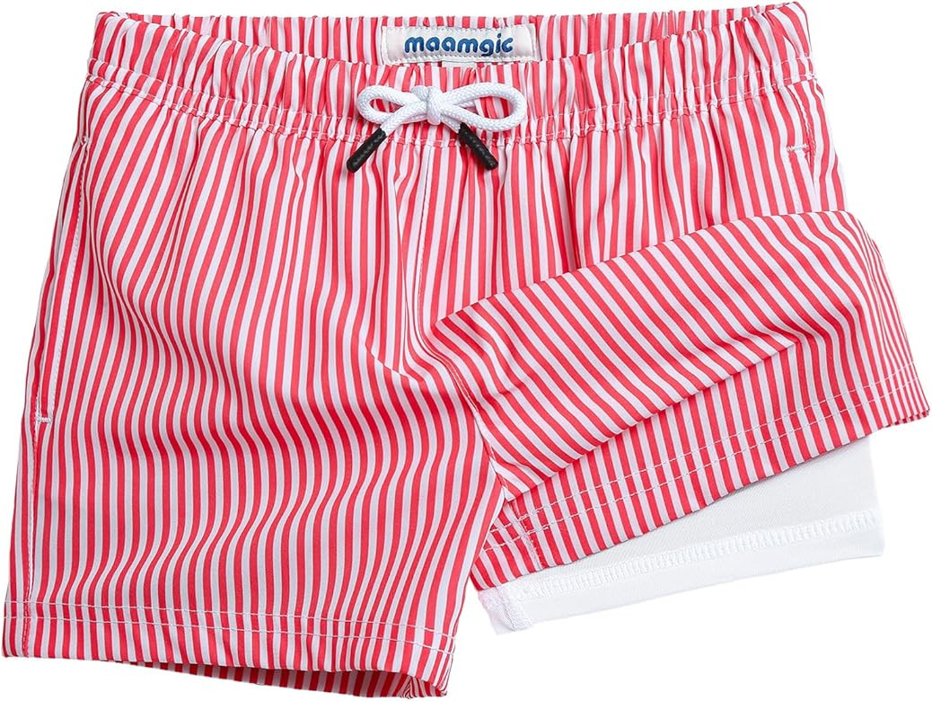 maamgic Boys Swim Trunks with Compression Liner Toddler Stretch Swim Shorts | Amazon (US)