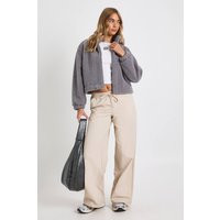 Womens Teddy Zip Bomber Jacket - Grey - 12 | boohoo (US & Canada)