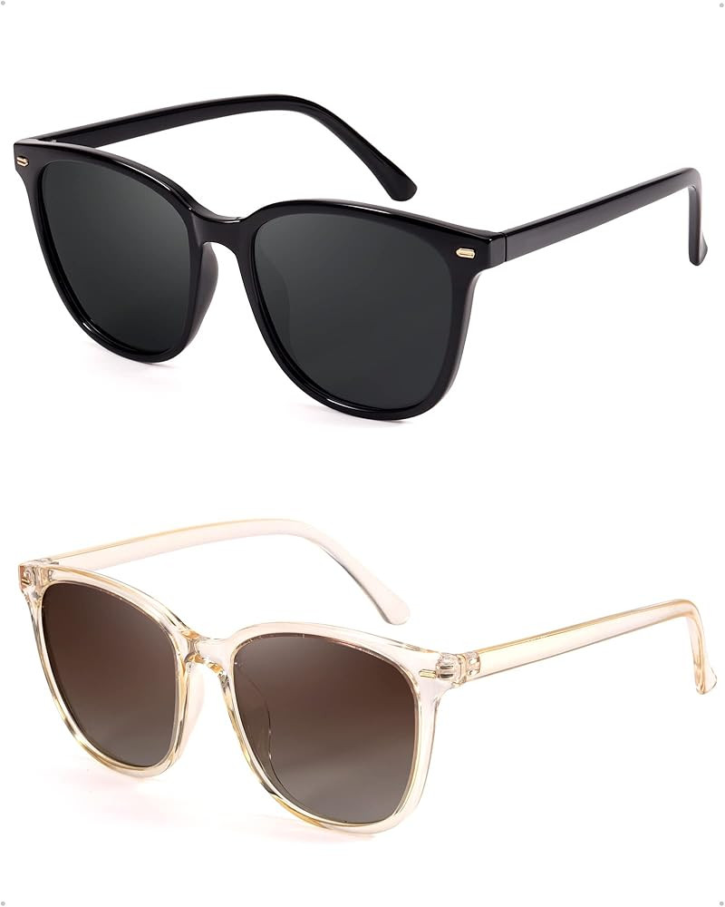 FIMILU 2 Packs Sunglasses for Women Polarized UV400 Protection Lens Big Frame Fashion Glasses Tre... | Amazon (US)