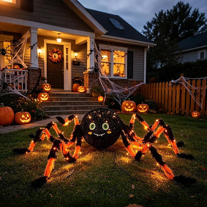 Hairui Halloween Spider with Lights 54IN for Home Patio Porch Decor | Amazon (US)