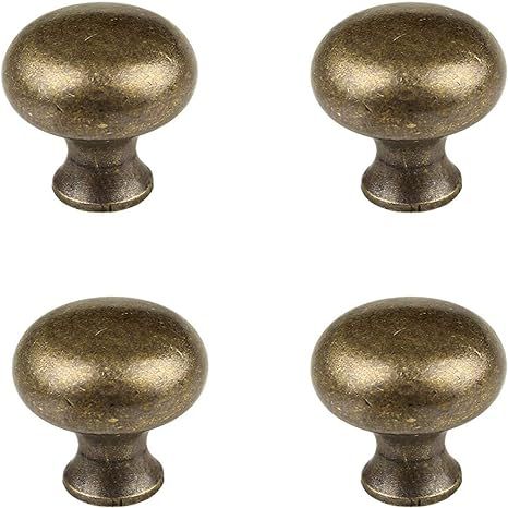 RZDEAL 4 PCS 1.0'' x 0.9'' Antique Style Brass Simple and Elegant Pulls Solid Hardware Knobs for ... | Amazon (US)